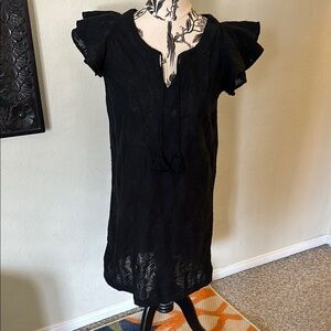 Vineyard Vines Black Semi Sheer Tropical Coverup Dress